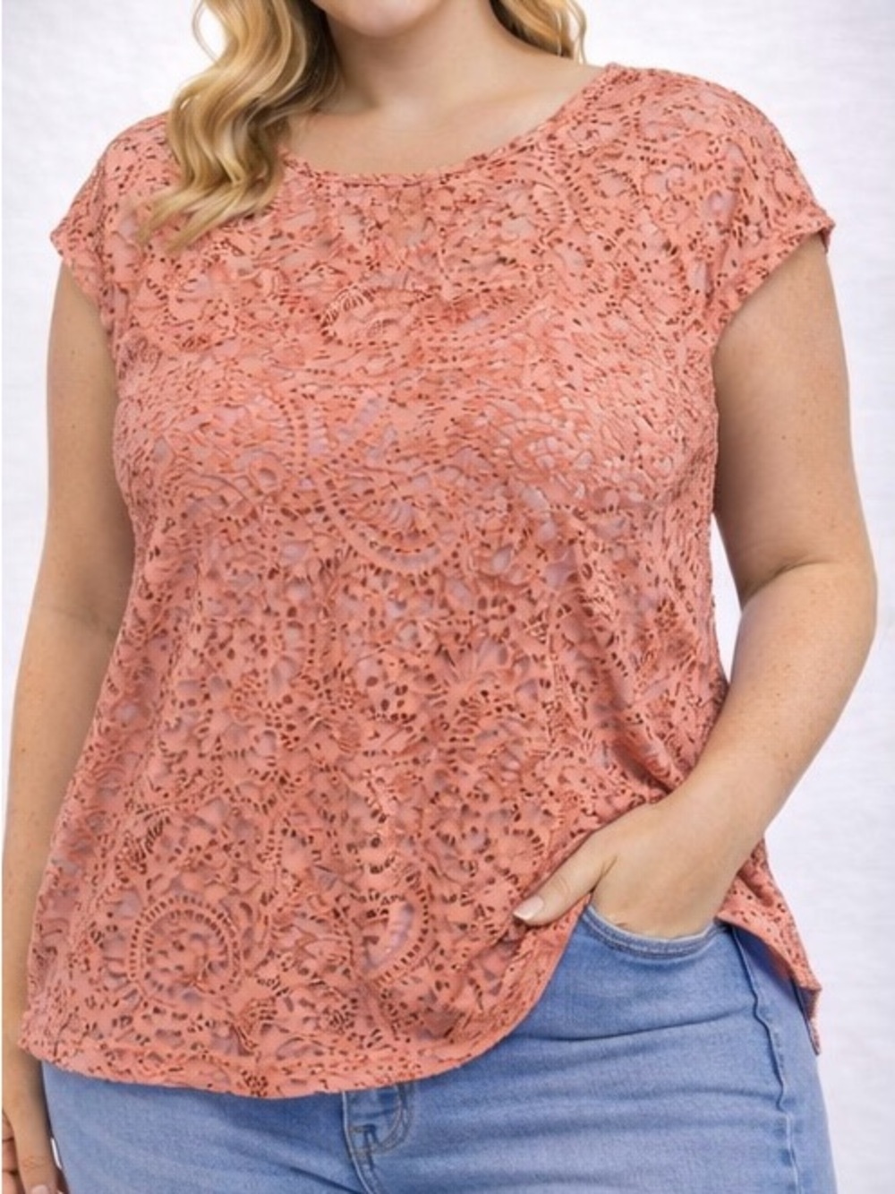 Maurices Women’s Coral Lace Blouse - Size XL
